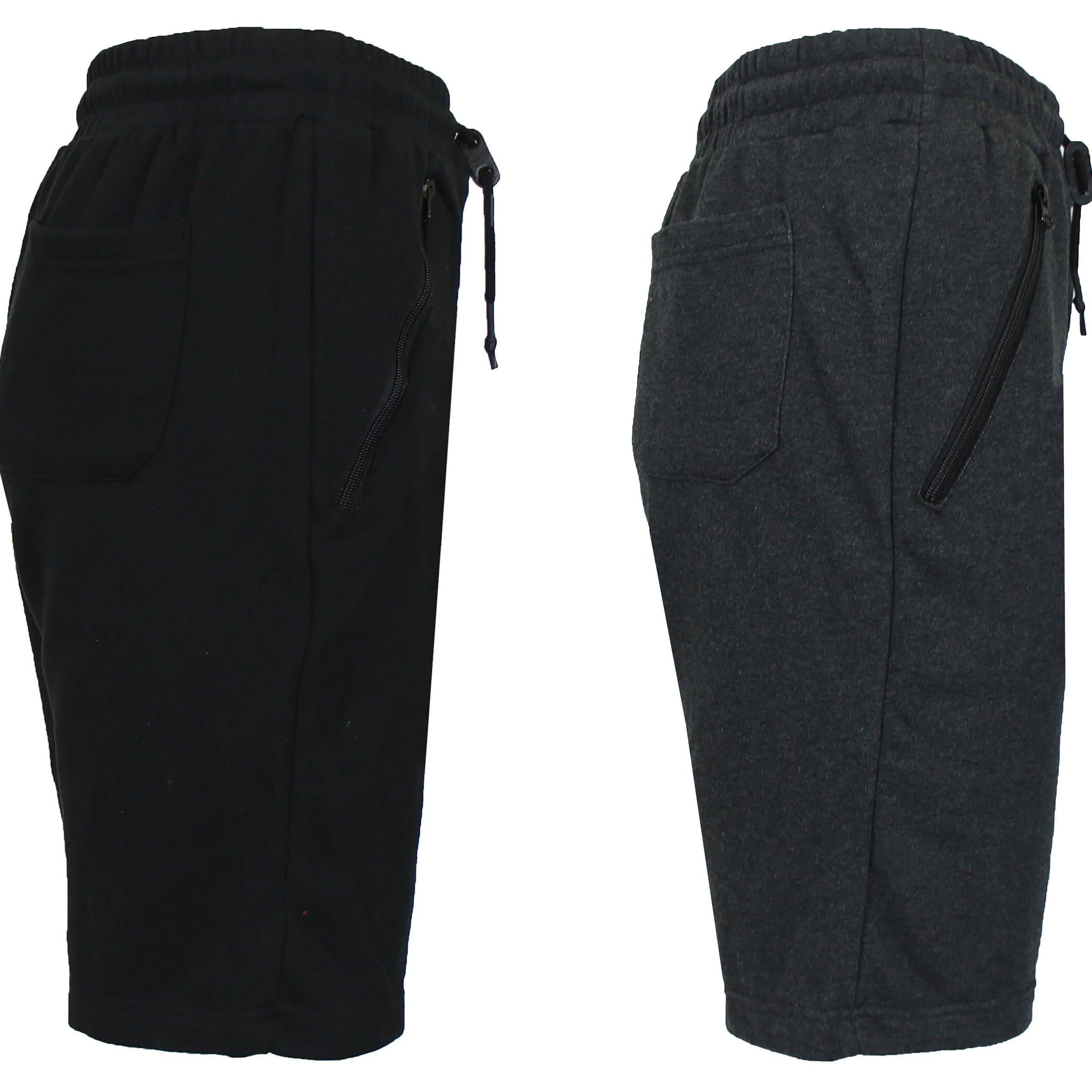 2-Pack: Men's French Terry Zipper Pockets Jogger Sweat Lounge Shorts