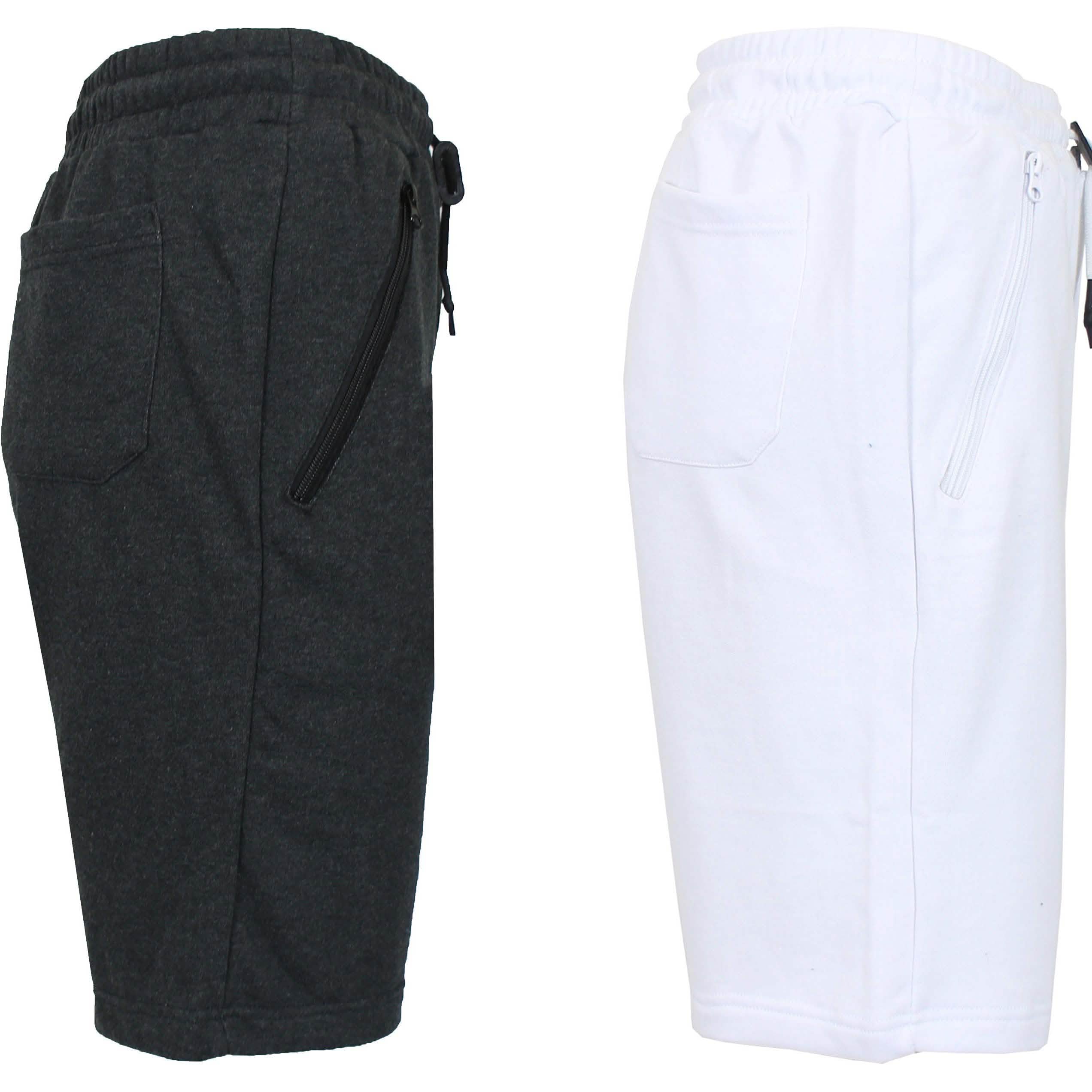 2-Pack: Men's French Terry Zipper Pockets Jogger Sweat Lounge Shorts