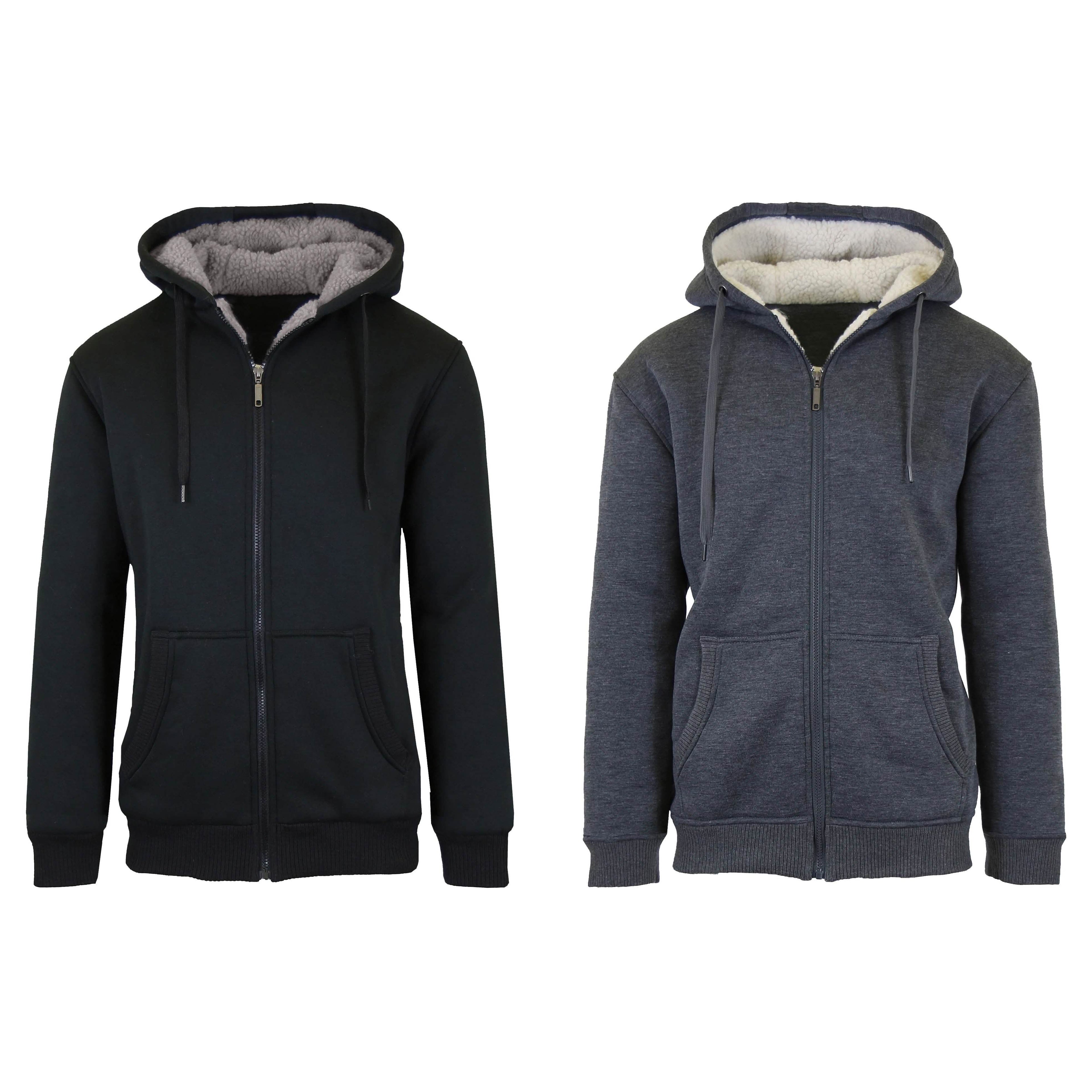 2-Pack: Men's Heavyweight Sherpa Fleece-Lined Zip Hoodie Sweater