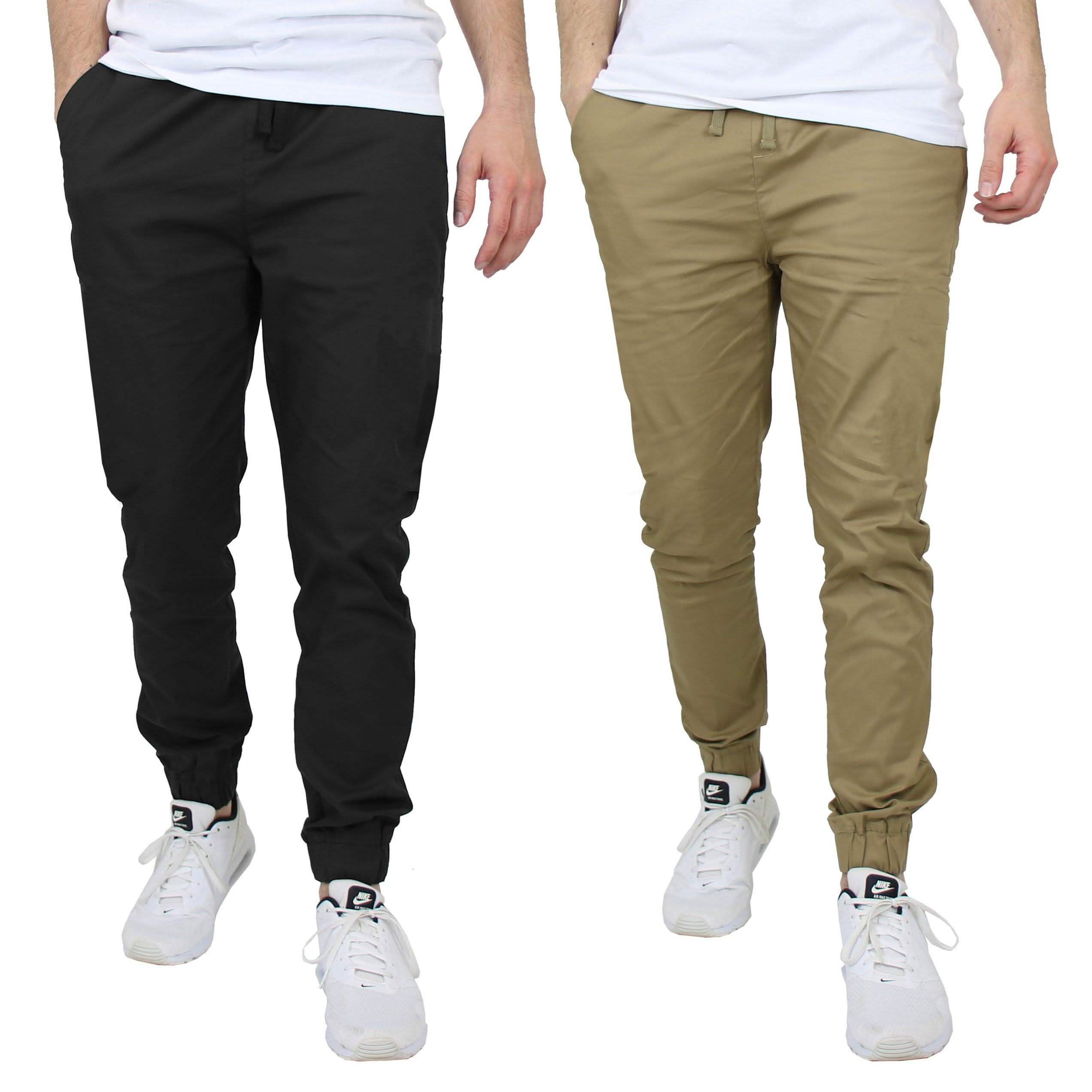 2-Pack: Mens Lightweight Cotton Stretch Jogger Pants