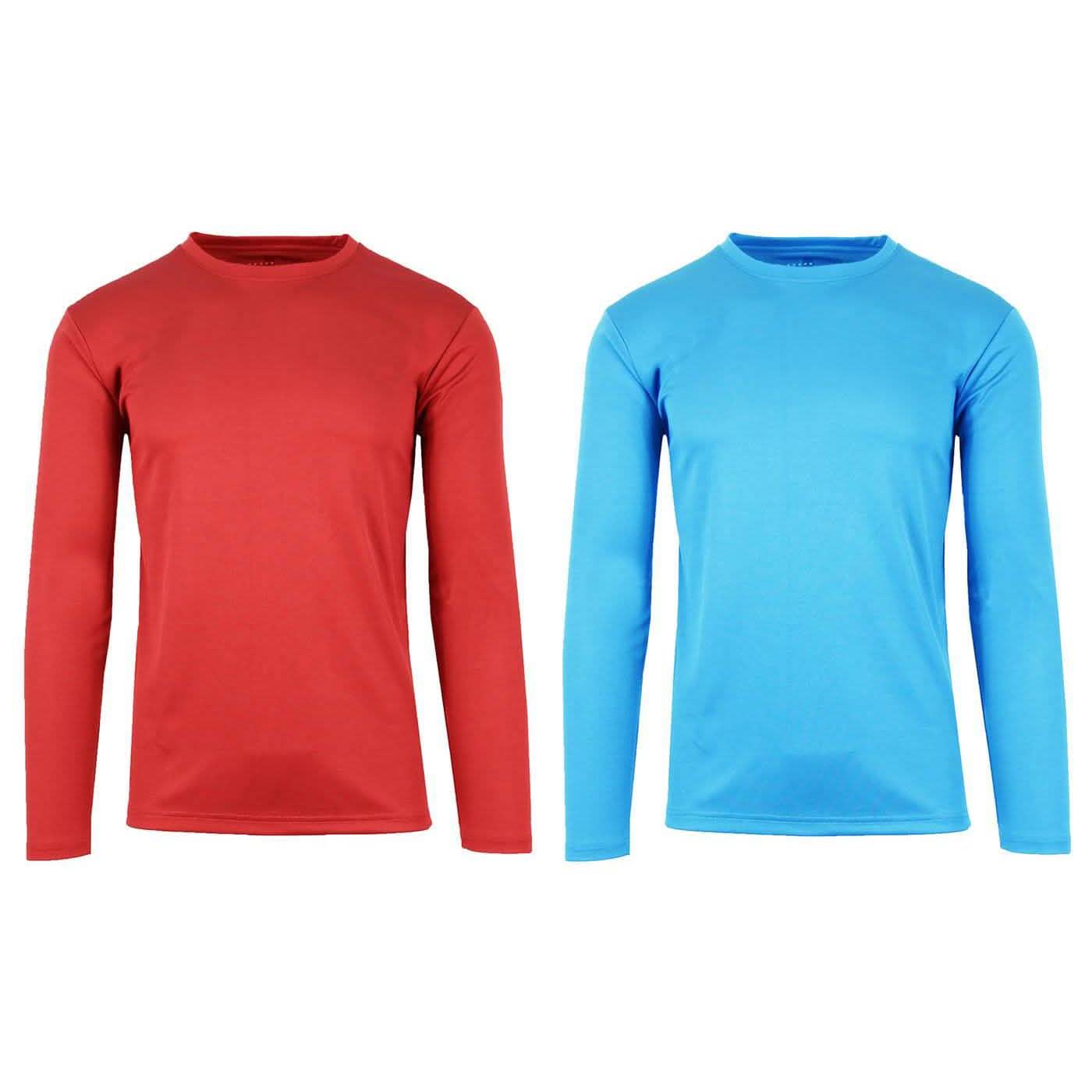 2-Pack: Men's Long Sleeve Moisture Wicking Performance Tee - Assorted Colors