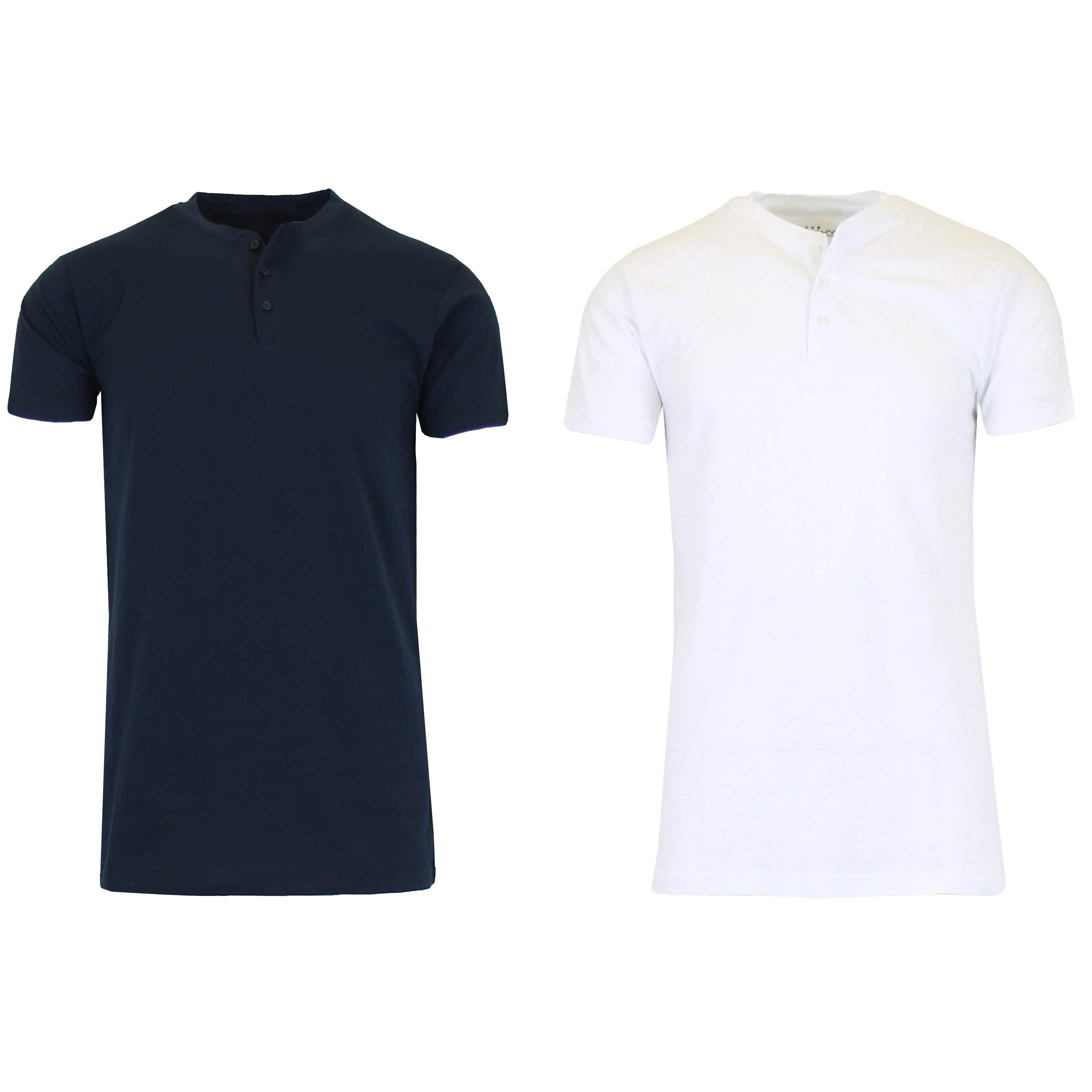 2-Pack: Men's Slim Fitting Short Sleeve Henley Slub Tee
