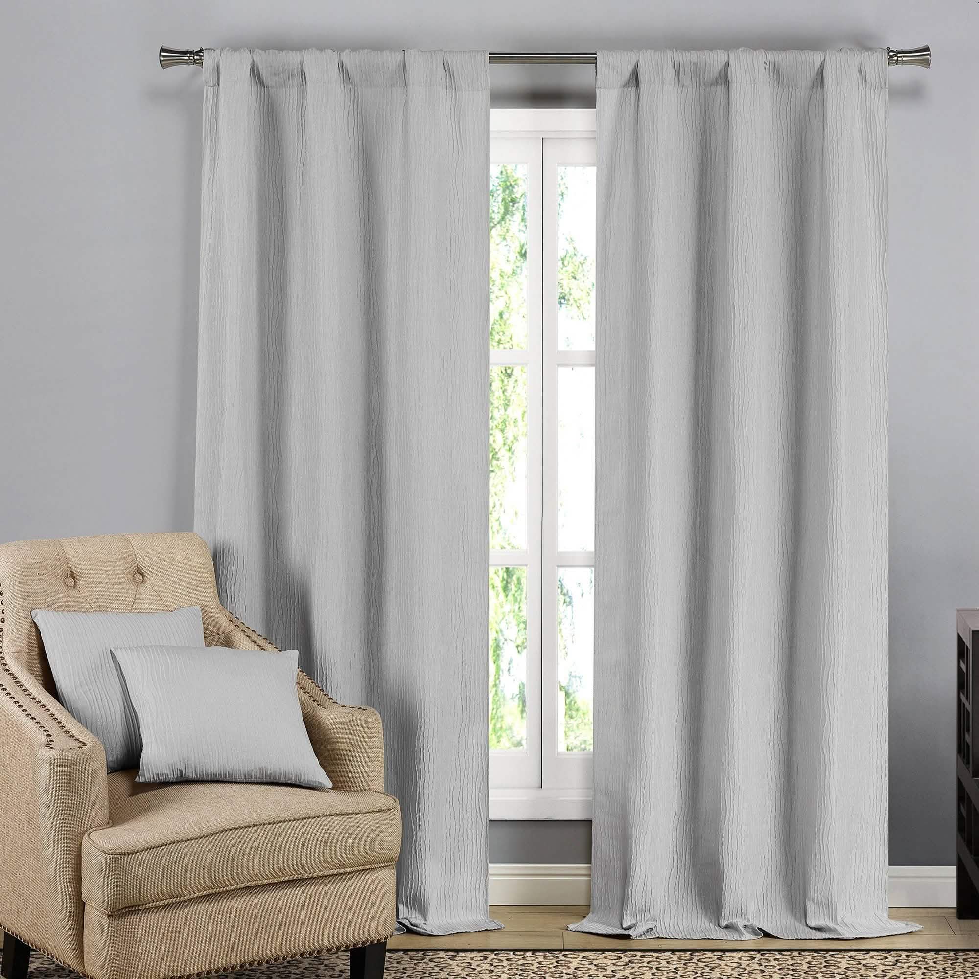 2-Pack: Solid Blackout Textured Curtain Panels with Decorative Pillow Covers