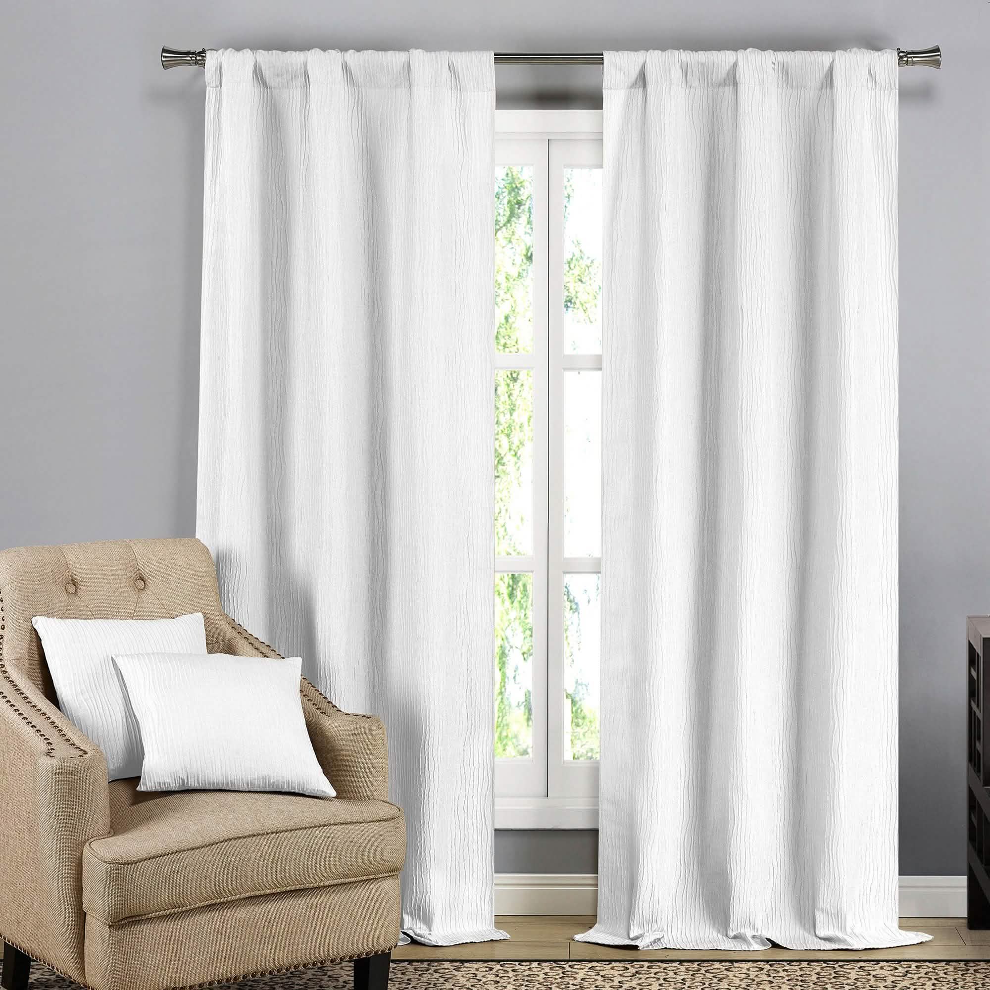 2-Pack: Solid Blackout Textured Curtain Panels with Decorative Pillow Covers