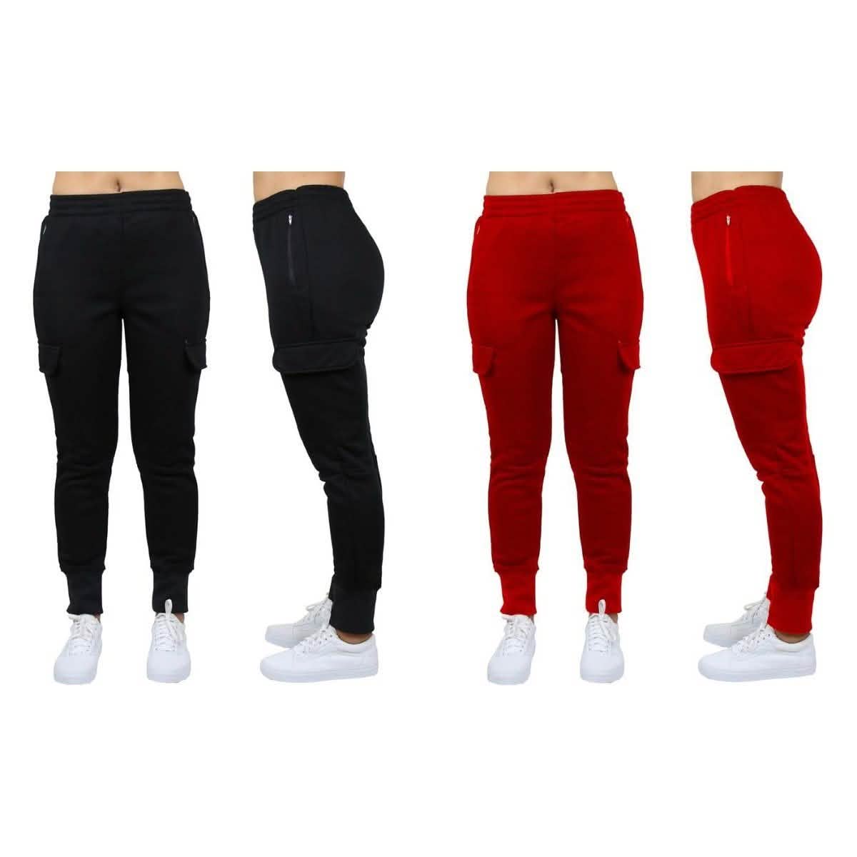 2-Pack: Women's Fleece-Lined Loose-Fit Cargo Joggers