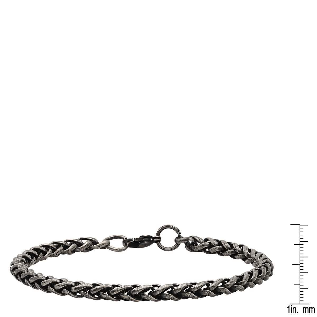 2-Piece: Men's Oxidized Stainless Steel Wheat Chain Necklace and Bracelet Set