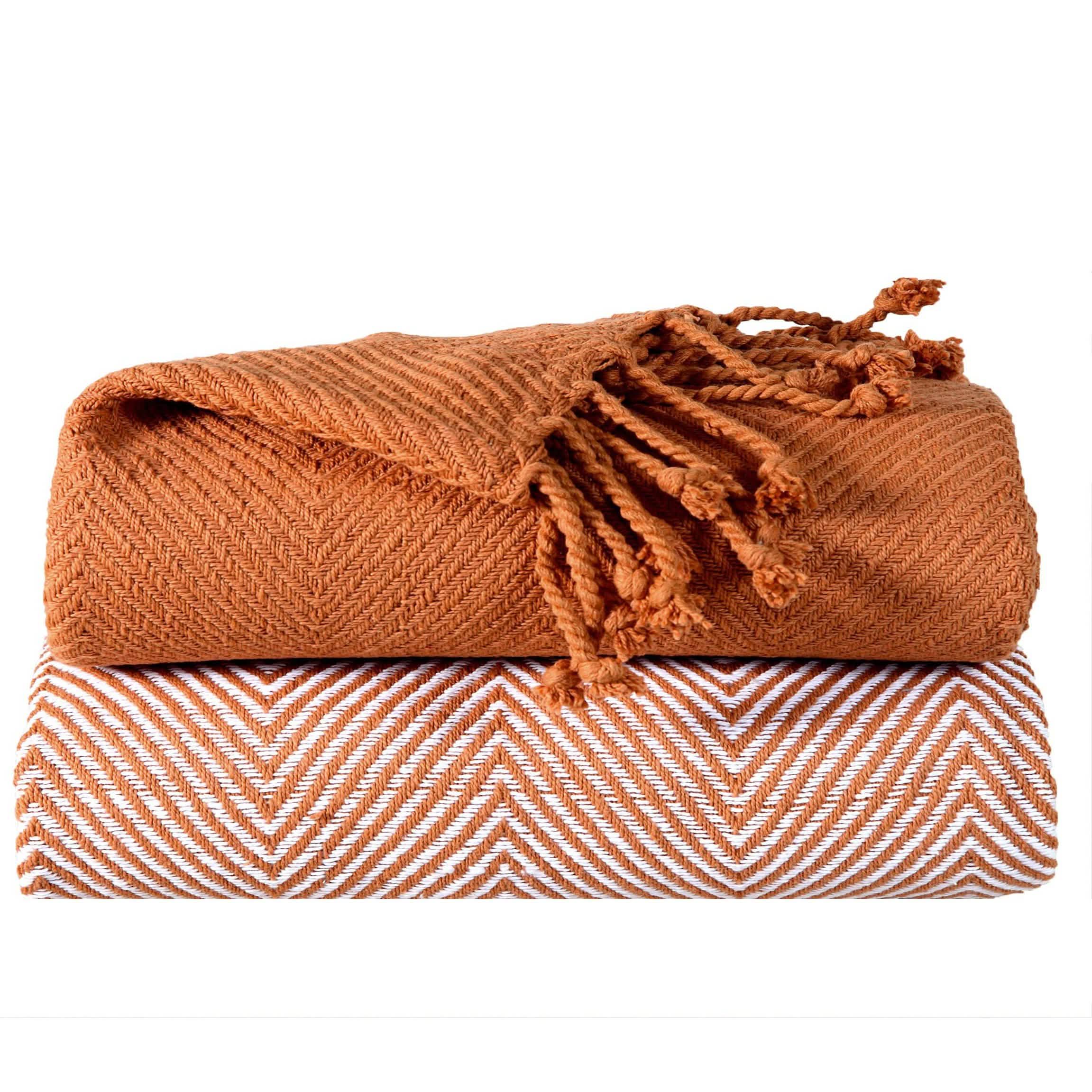 2-Piece Set: 100% Cotton Hand Twisted Throw Blanket 50" X 60"