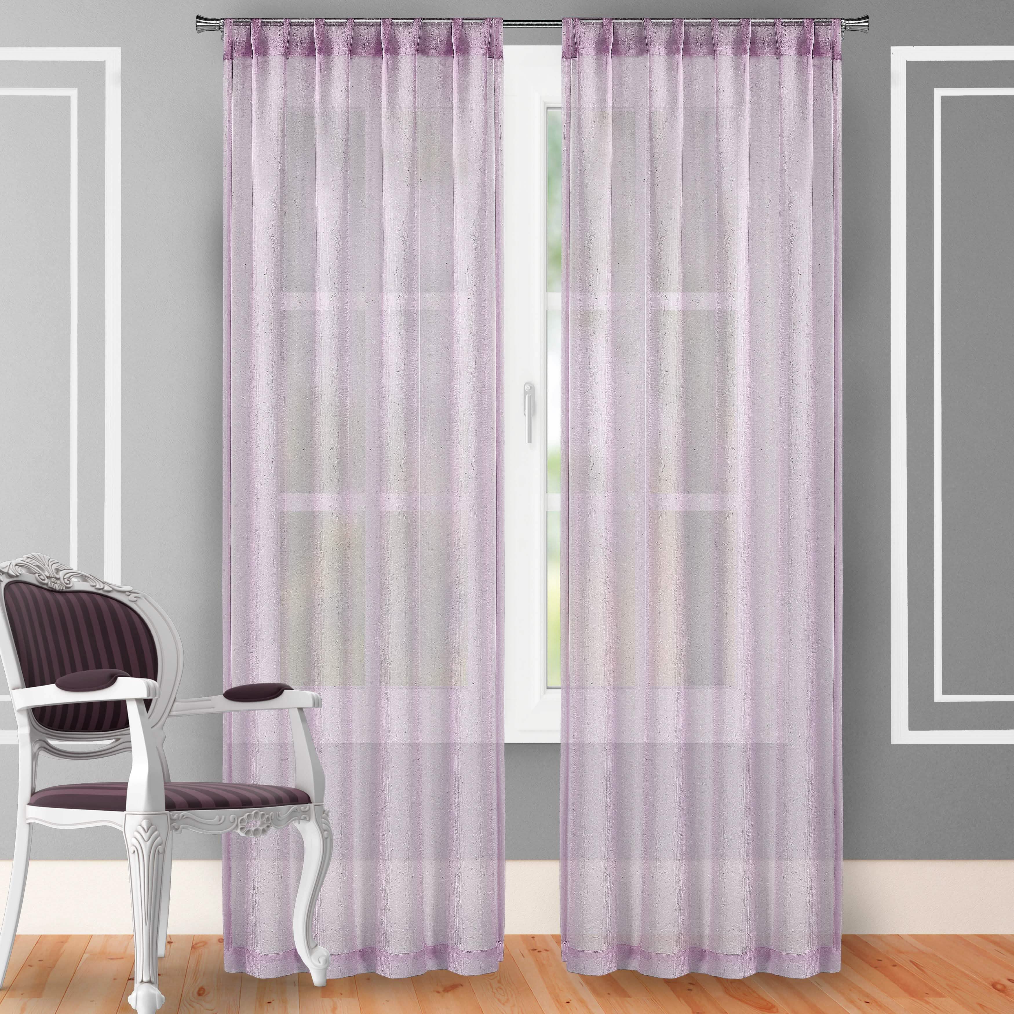 2-Piece Set: Crushed Semi-Sheer Fire Retardant Window Curtain