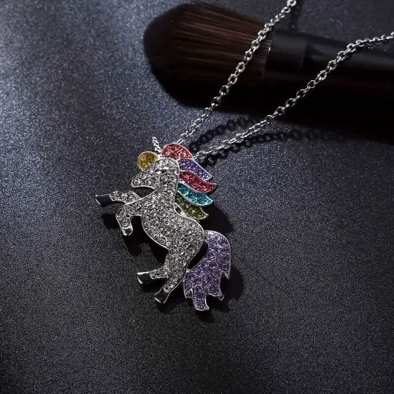 2-Piece Set: Rainbow-Colored Unicorn Necklace and Bracelet