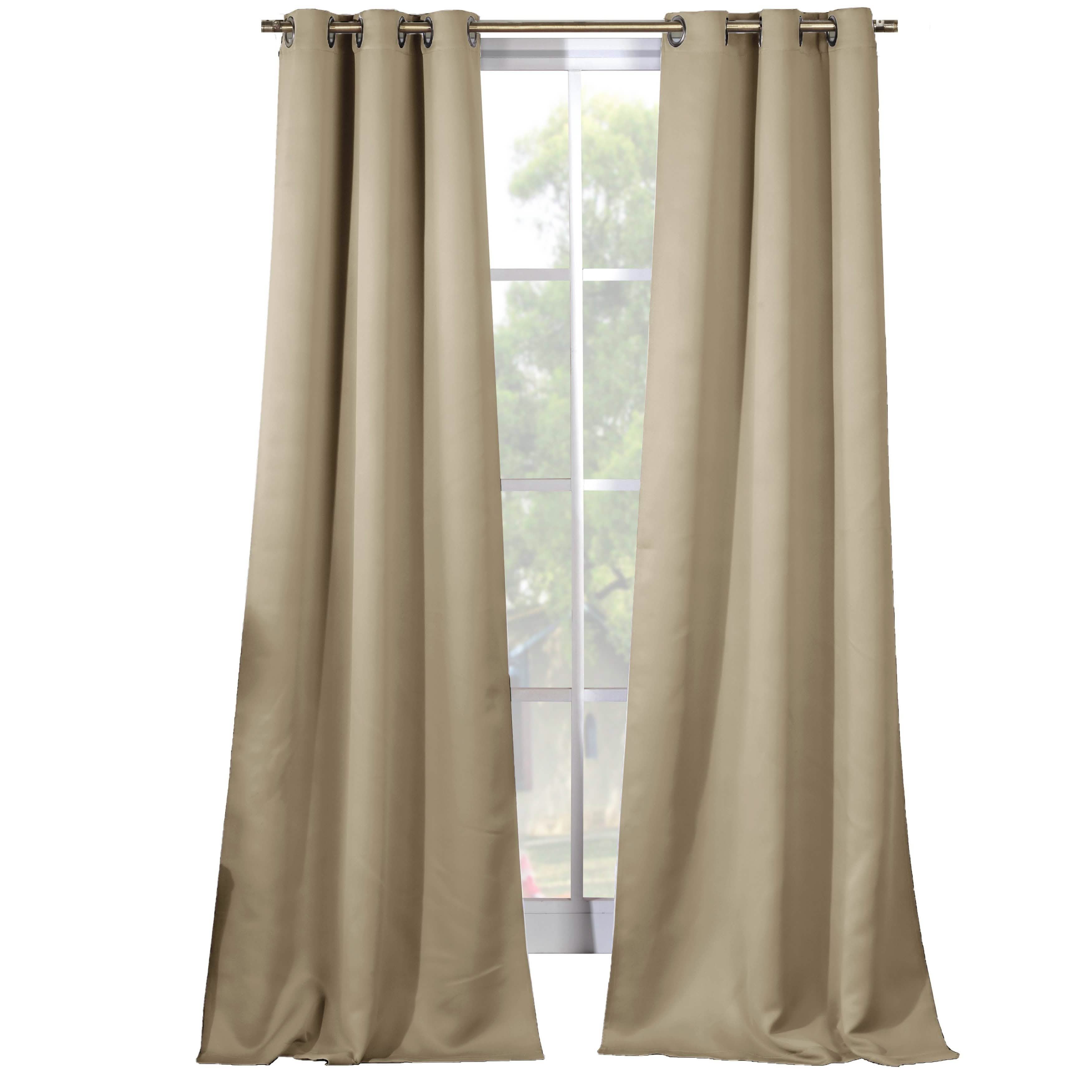 2-Piece Set: Solid Blackout Thermal Grommet Window Curtain Pair Panel