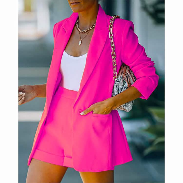 2-Piece: Women's Basic Shirt Collar Blazer