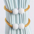2-Pieces: Magnetic Curtain Tiebacks with Faux Pearls
