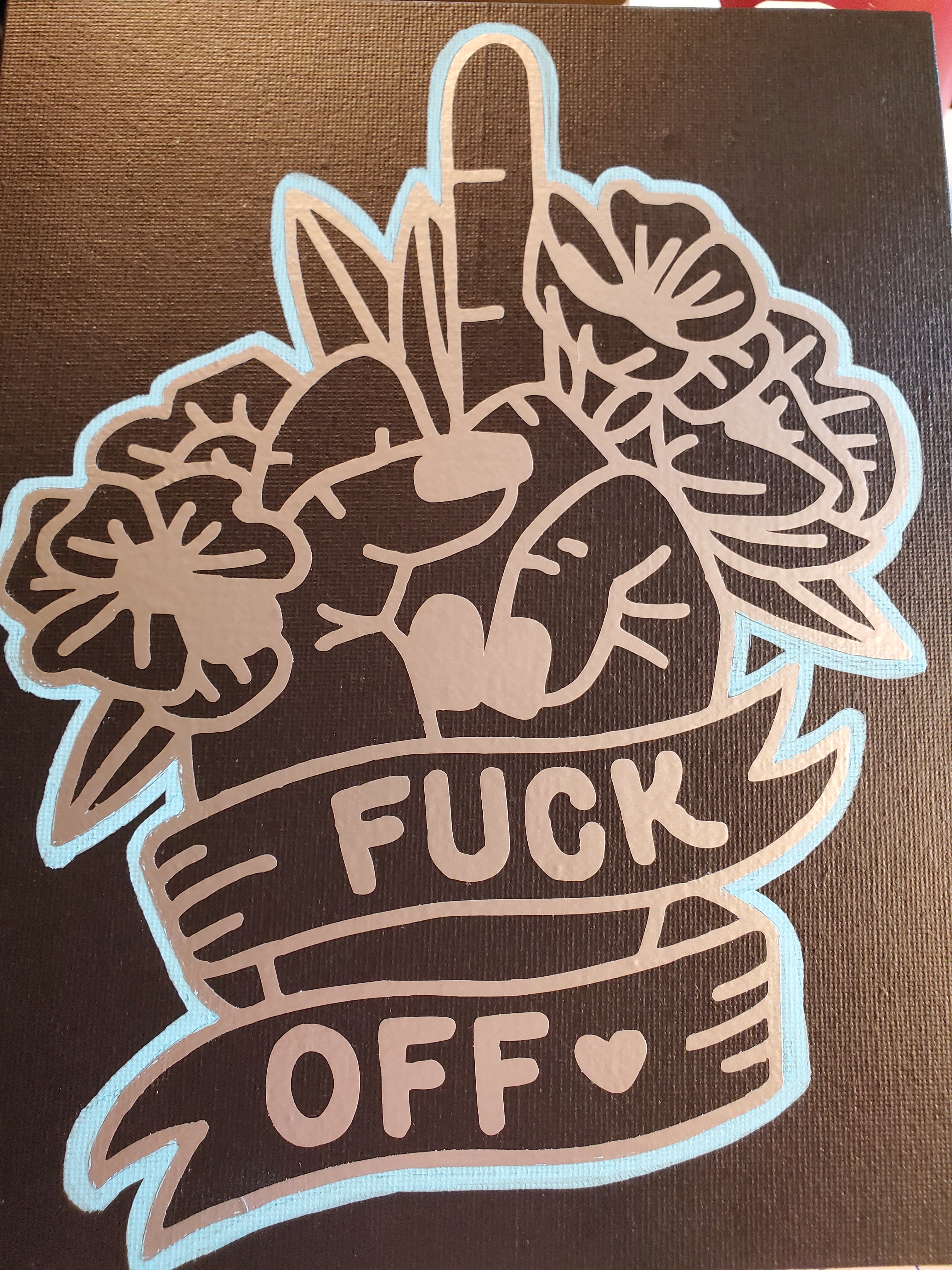 SOLD Fuck Off Canvas Art Wall Hanging Home Decor Horror True Crime
