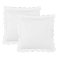 Scallop Frame Embroidered Cotton Percale Euro Sham Pair