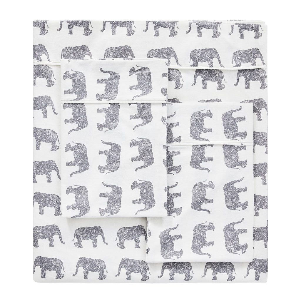 Elephants Flannel Sheet Set