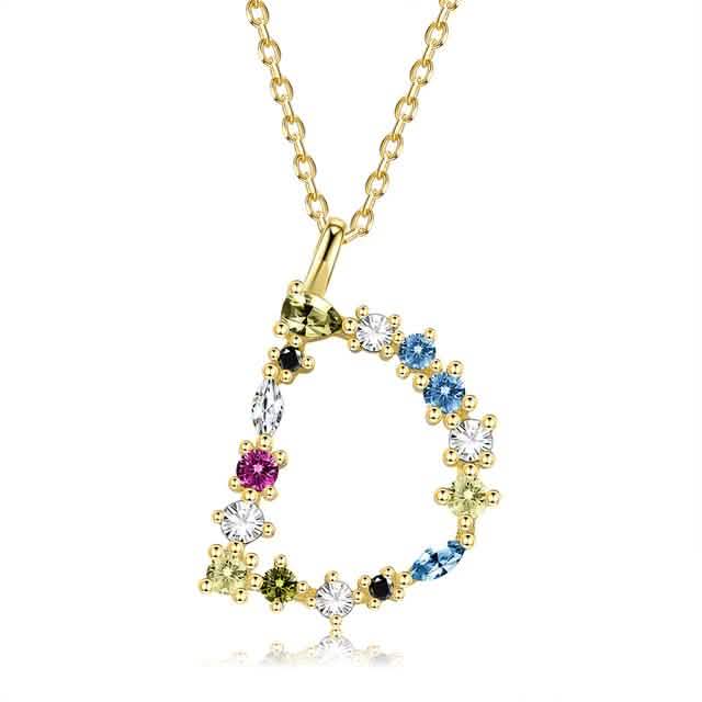 26 Alphabet Necklaces Opal Zirconia 925 Sterling Silver Necklace