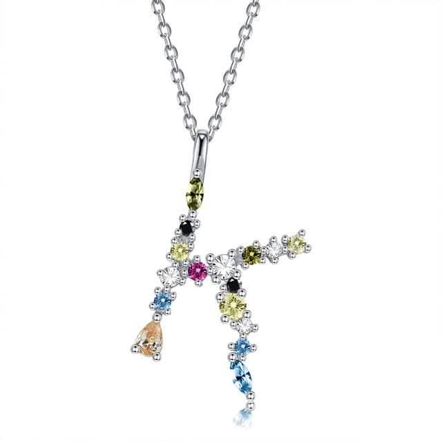 26 Alphabet Necklaces Opal Zirconia 925 Sterling Silver Necklace