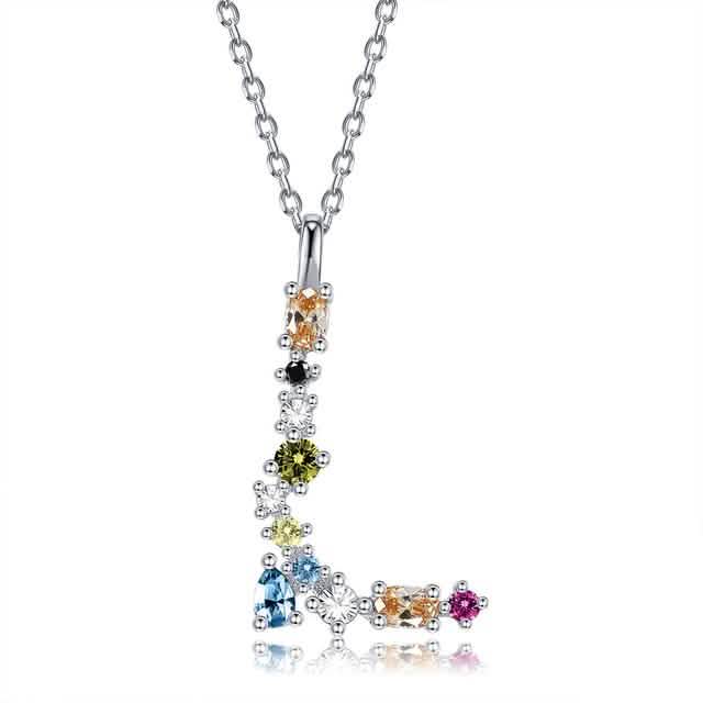 26 Alphabet Necklaces Opal Zirconia 925 Sterling Silver Necklace
