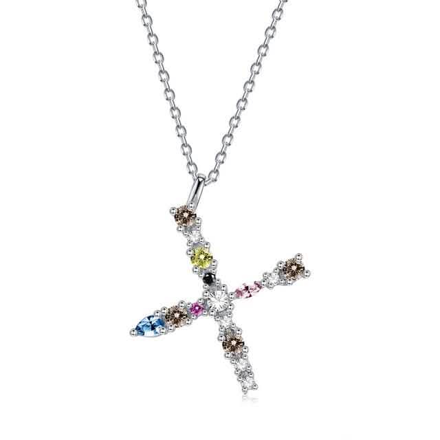 26 Alphabet Necklaces Opal Zirconia 925 Sterling Silver Necklace