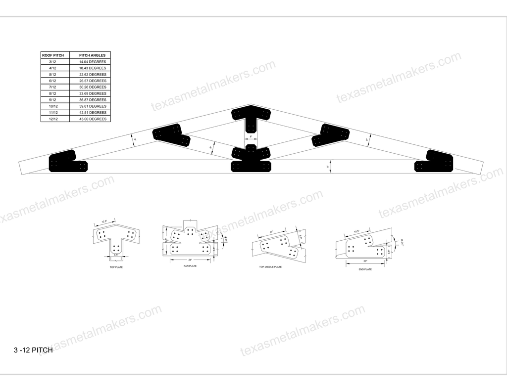 Chamfered Design Dog Eared Timber Truss Brackets for 8x8 Posts, 8" Timber Truss Brackets