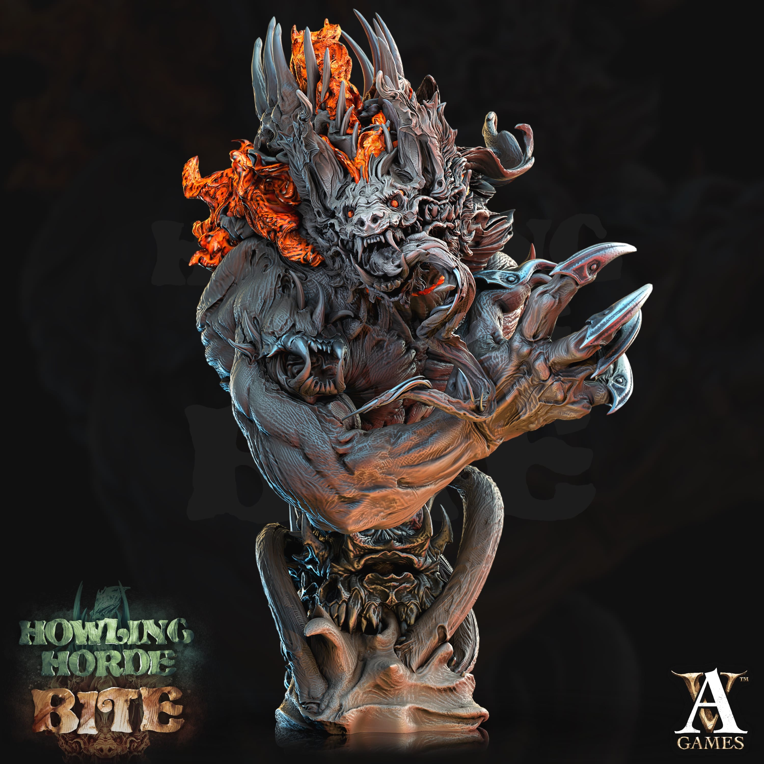 3D Printed Archvillain Games Akata Bust Howling Horde 28 32mm D&D