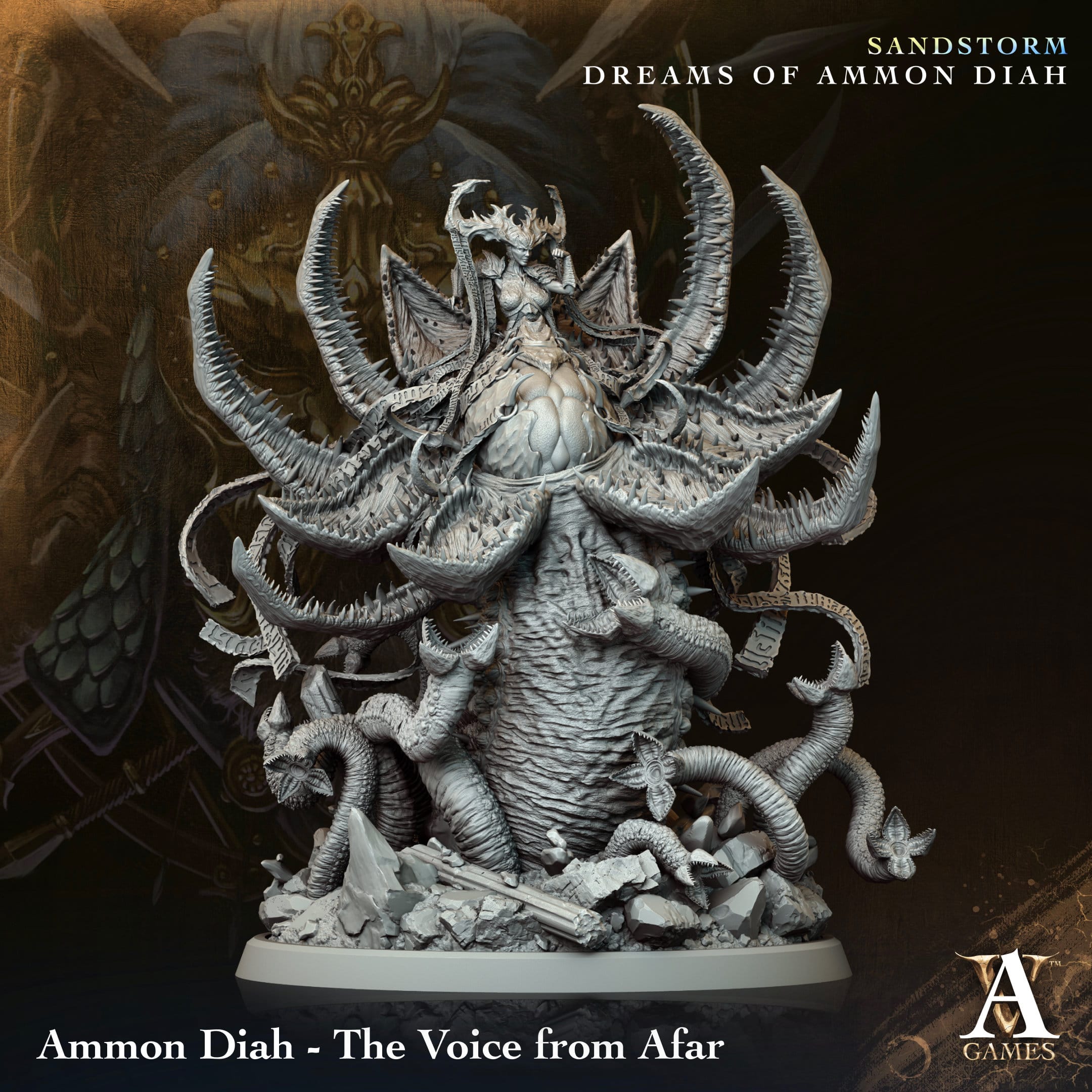 3D Printed Archvillain Games Ammon Diah The Voice from Afar Sandstorm Dreams of Ammon Diah 28 32mm D&D