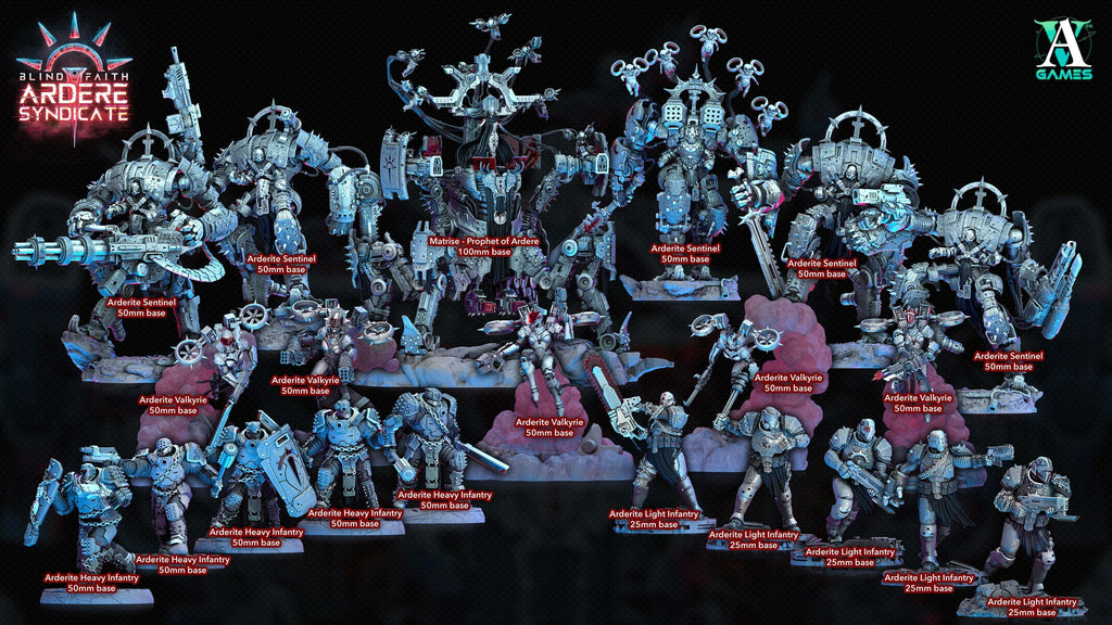 3D Printed Archvillain Games Arderite Light Infantry Blind Faith - Ardere Syndicate 28 32mm D&D