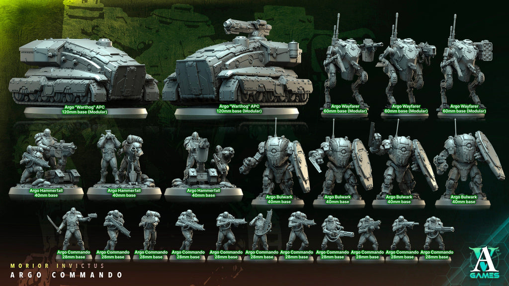 3D Printed Archvillain Games Argo Commando Morior Invictus Argo Commando 28 32mm D&D