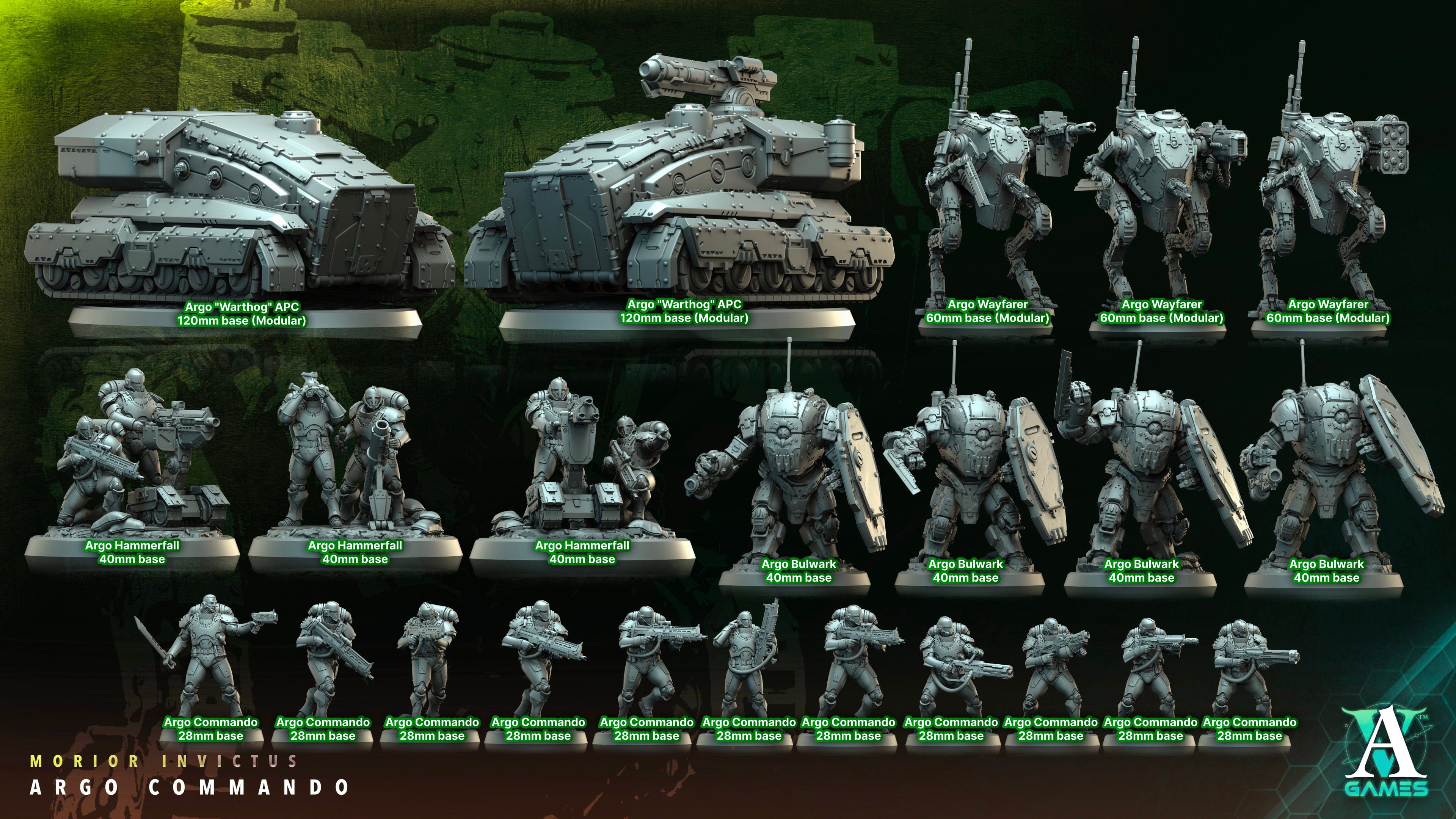 3D Printed Archvillain Games Argo Commando Morior Invictus Argo Commando 28 32mm D&D