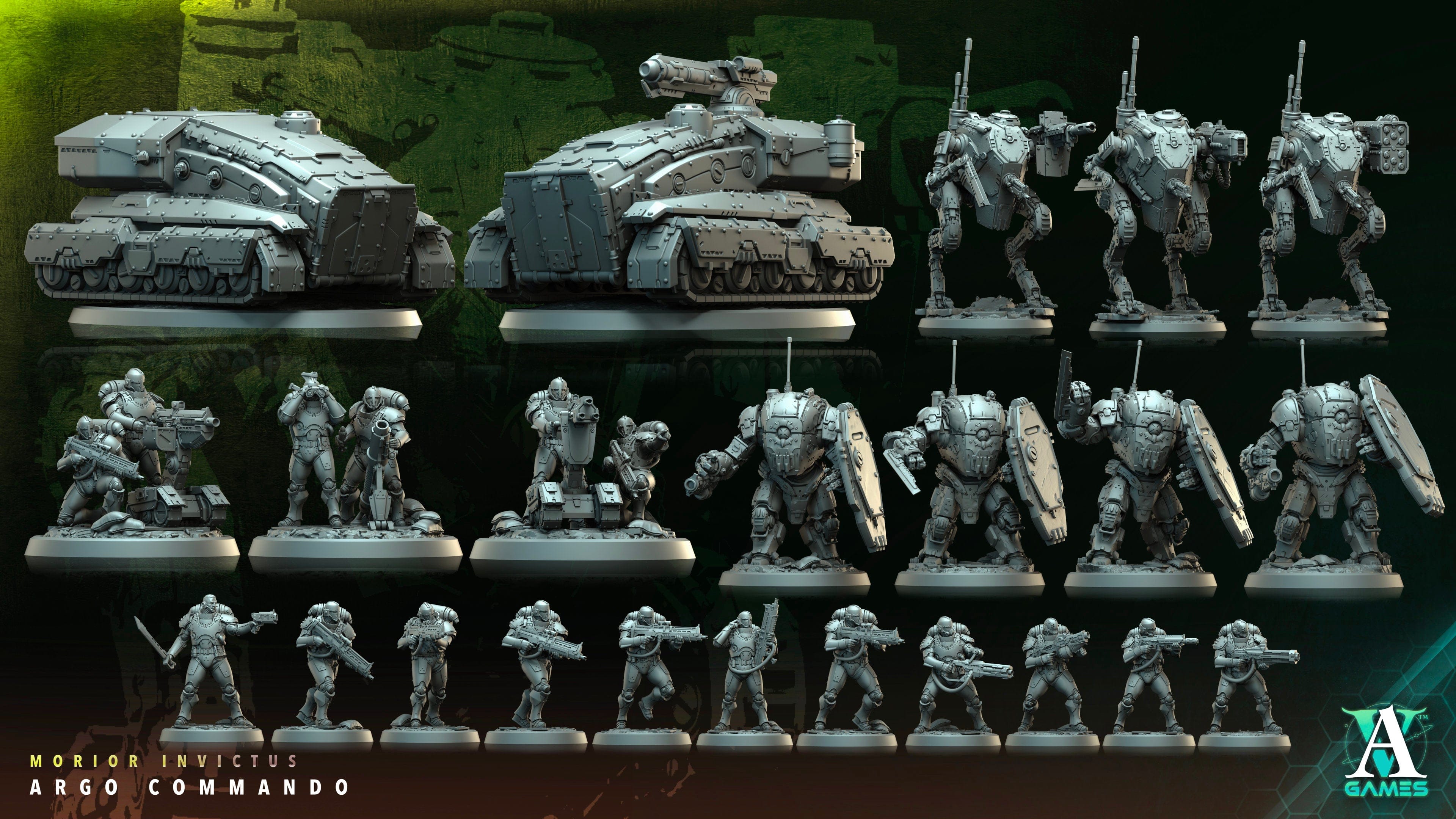 3D Printed Archvillain Games Argo Commando Morior Invictus Argo Commando 28 32mm D&D