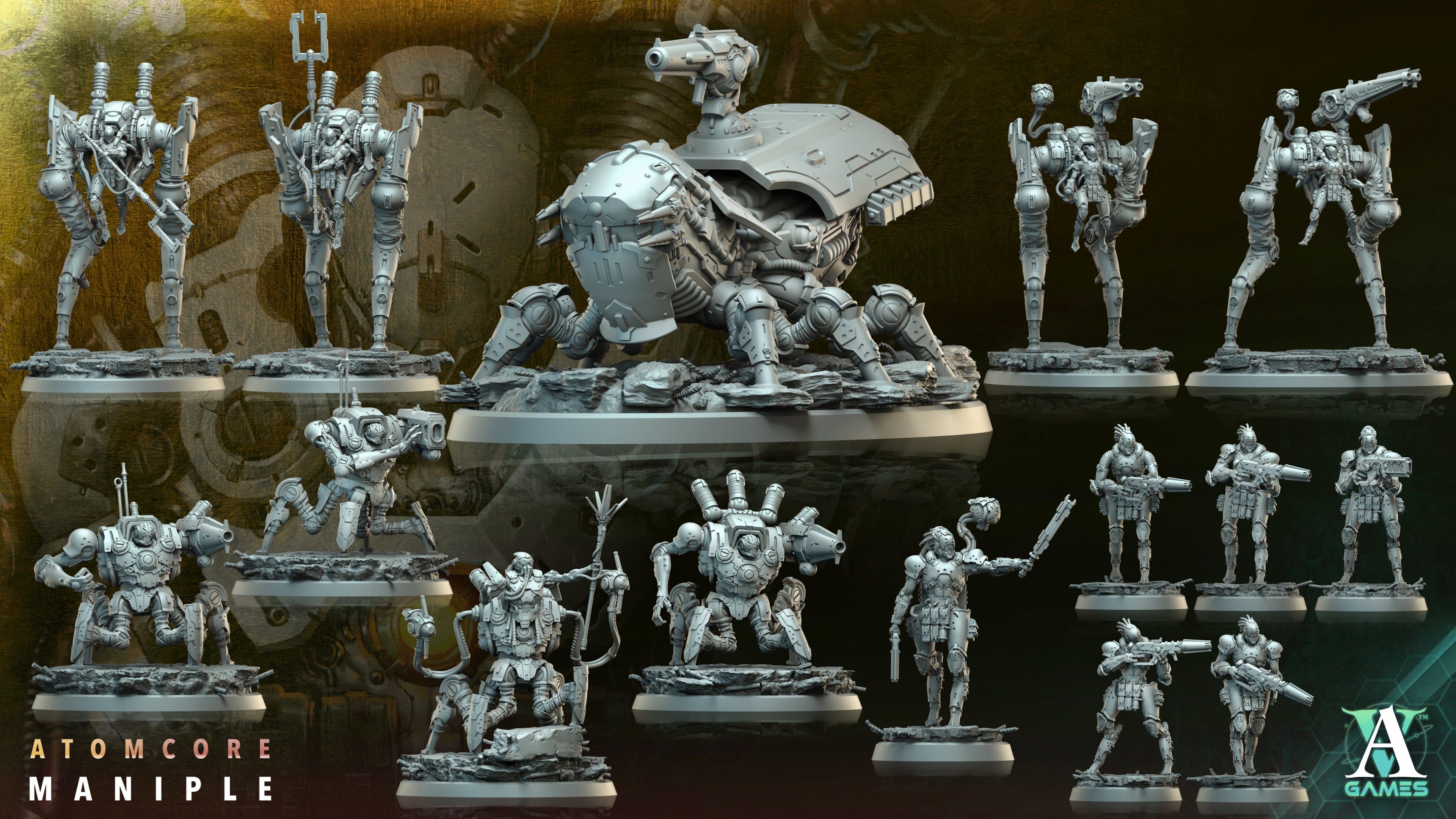 3D Printed Archvillain Games Atomcore Dominator Atomcore Maniple 28 32mm D&D