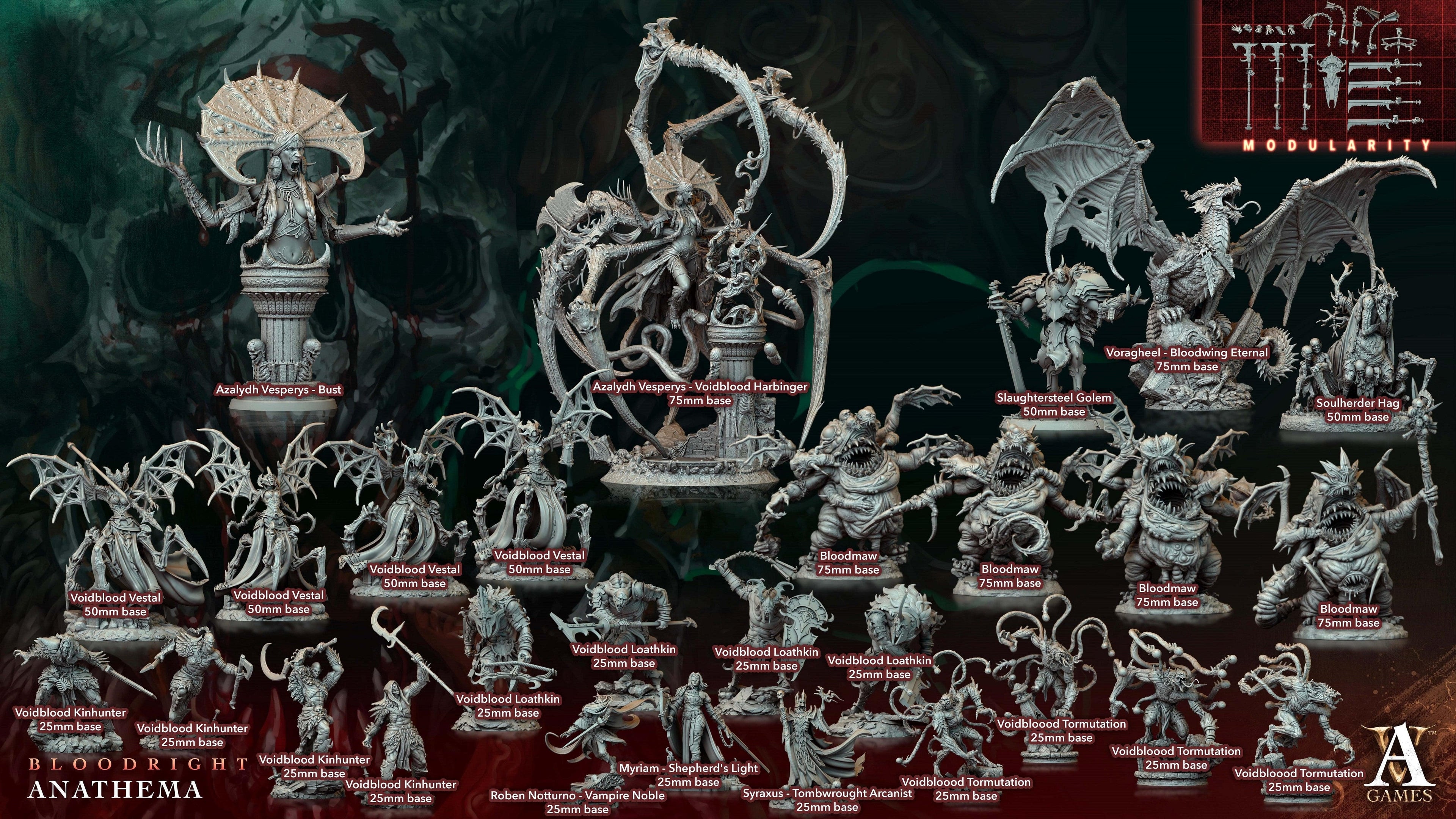 3D Printed Archvillain Games Azalydh Vesperys - Bust Bloodright - Anathema 28 32mm D&D