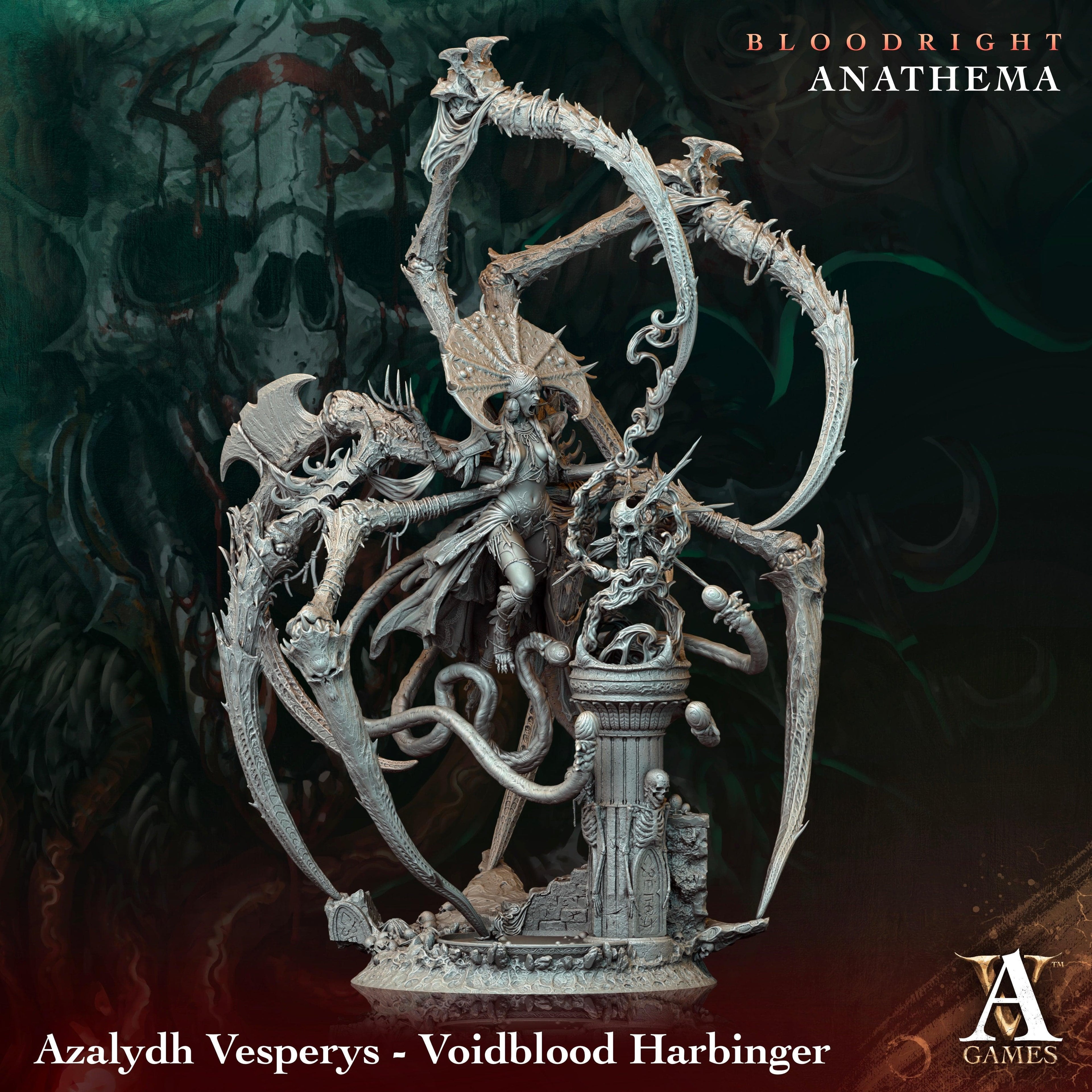 3D Printed Archvillain Games Azalydh Vesperys - Voidblood Harbinger Bloodright - Anathema 28 32mm D&D