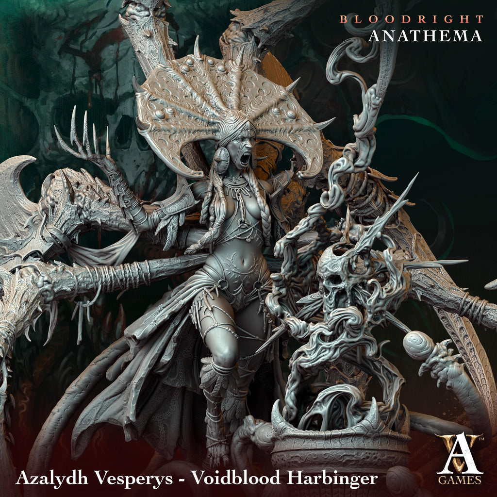 3D Printed Archvillain Games Azalydh Vesperys - Voidblood Harbinger Bloodright - Anathema 28 32mm D&D