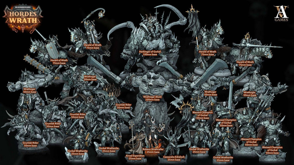 3D Printed Archvillain Games Bloodbringers - Hordes of Wrath Harbinger of Gorkal 28 32mm D&D
