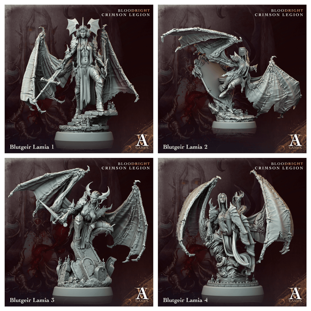 3D Printed Archvillain Games Blutgeir Lamia Bloodright - Crimson Legion 28 32mm D&D