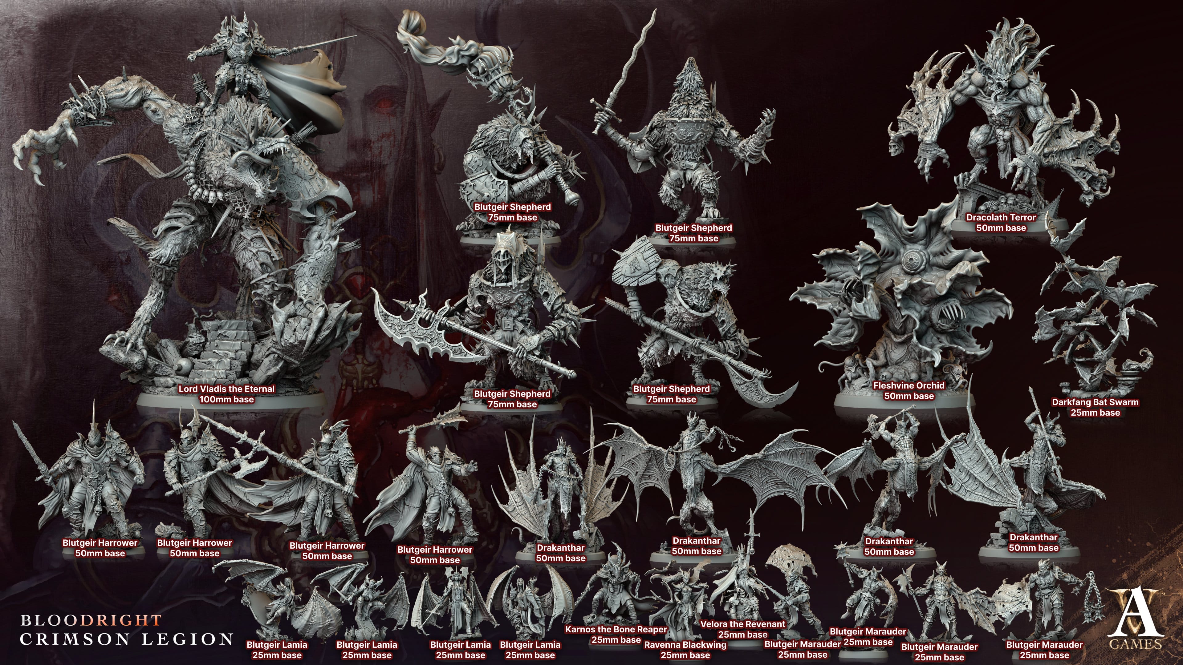 3D Printed Archvillain Games Blutgeir Lamia Bloodright - Crimson Legion 28 32mm D&D