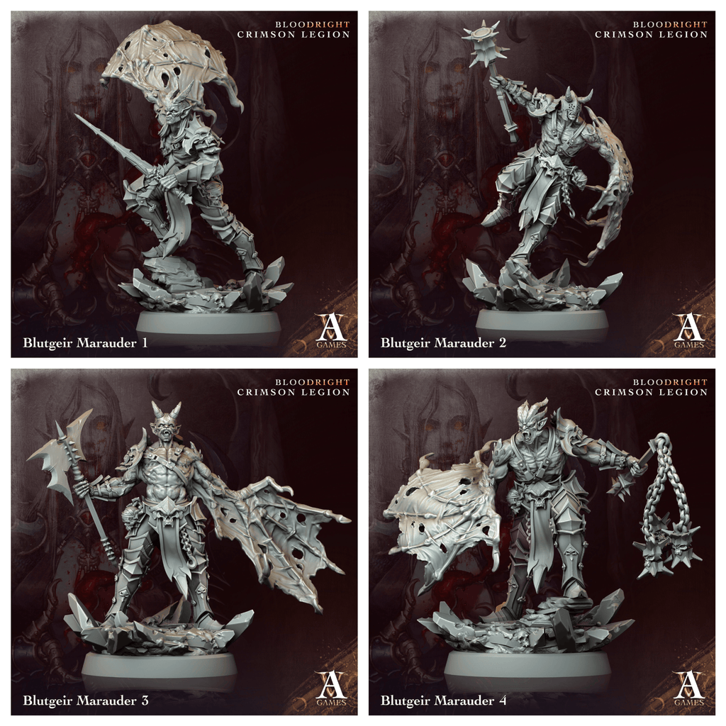 3D Printed Archvillain Games Blutgeir Marauder Bloodright - Crimson Legion 28 32mm D&D