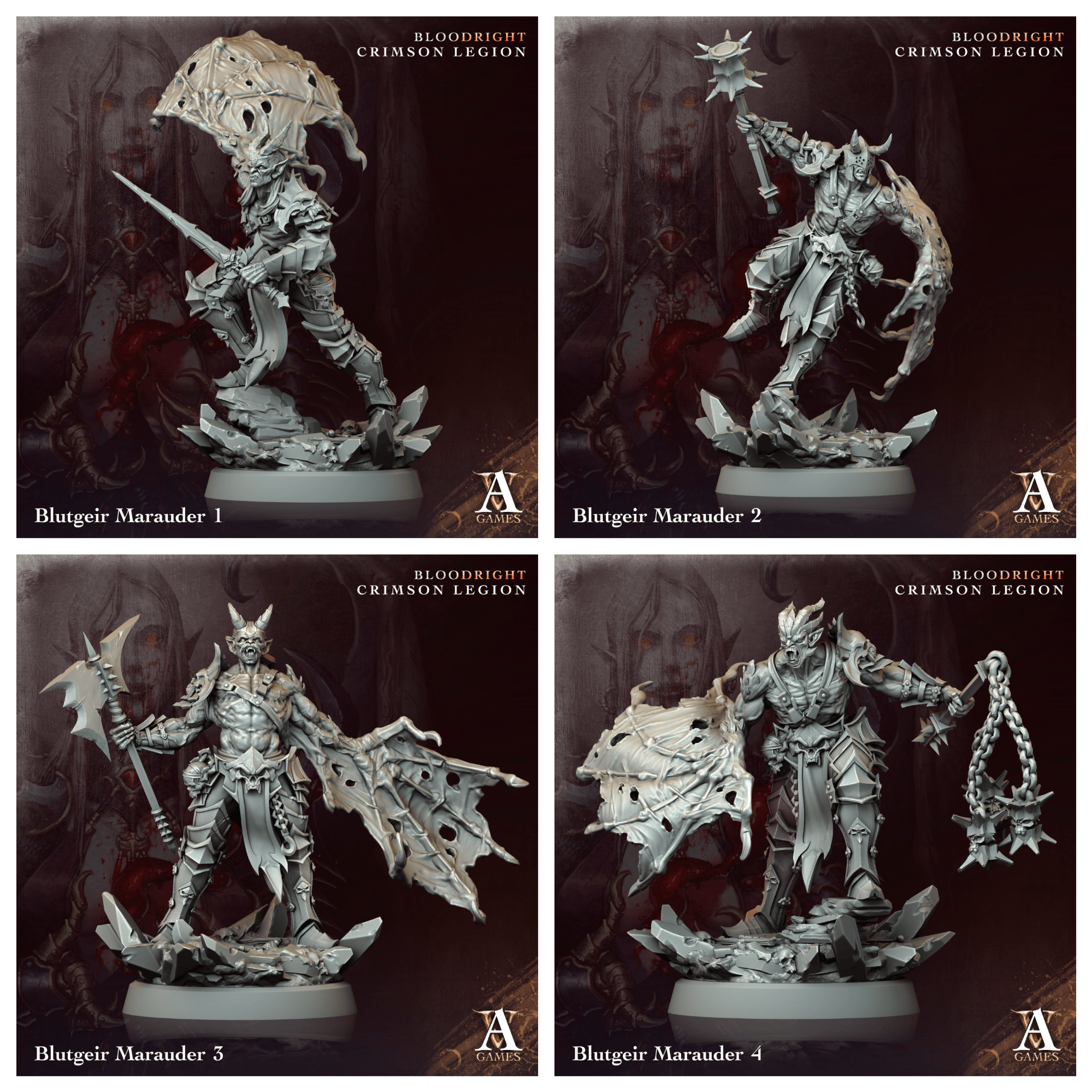 3D Printed Archvillain Games Blutgeir Marauder Bloodright - Crimson Legion 28 32mm D&D
