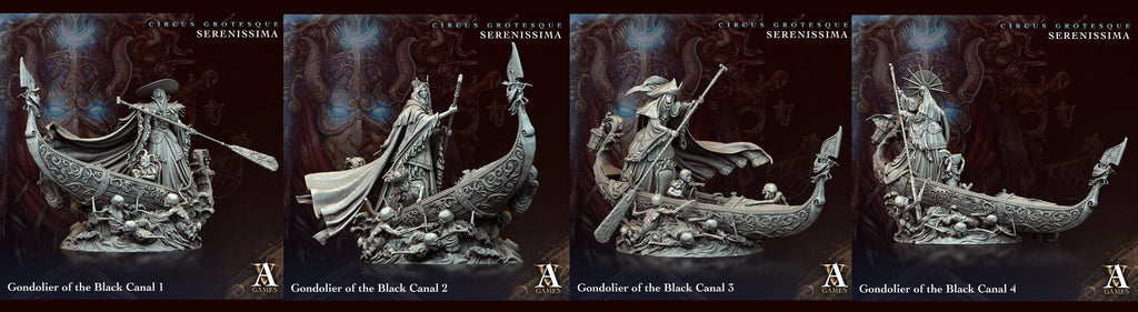 3D Printed Archvillain Games Circus Grotesque - Serenissima Gondoliers of the Black Canal 28 32mm D&D