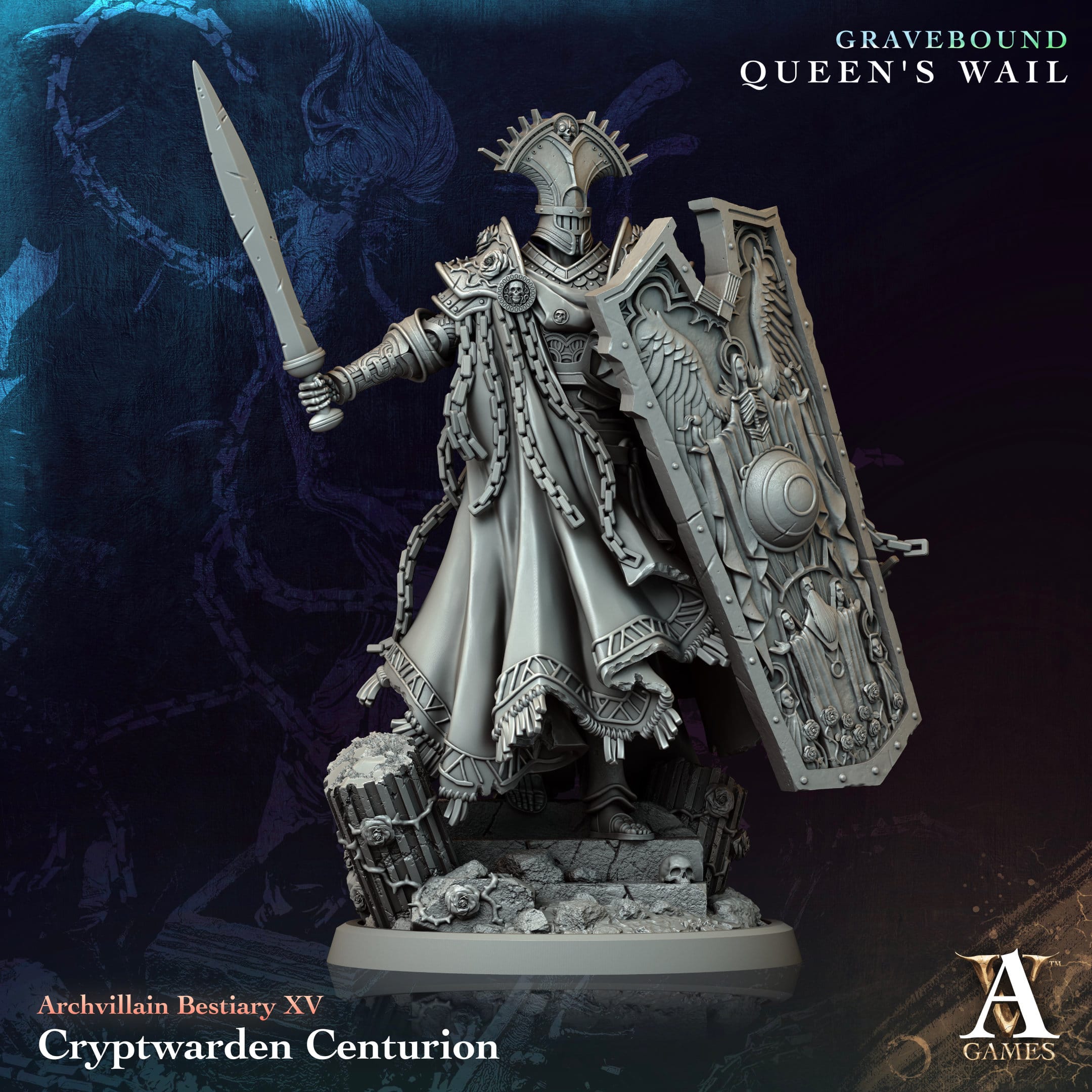 3D Printed Archvillain Games Cryptwarden Centurion Archvillain Bestiary Vol. ΧV 28 32mm D&D