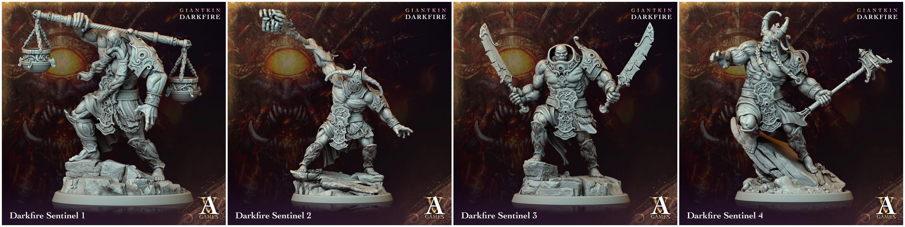 3D Printed Archvillain Games Darkfire Sentinel Giantkin Darkfire Archvillain Society Vol. XXXIV 28 32mm D&D
