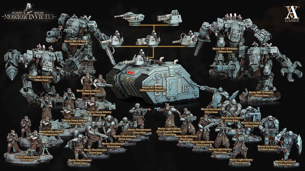 3D Printed Archvillain Games Deadmen Brigade - Morior Invictus Morior Heavy Infantry 28 32mm D&D