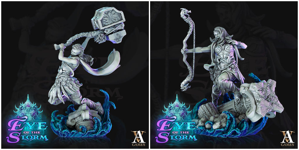 3D Printed Archvillain Games Eye of the Storm - Storm Giant Battlemaidens 28mm 32mm D&D