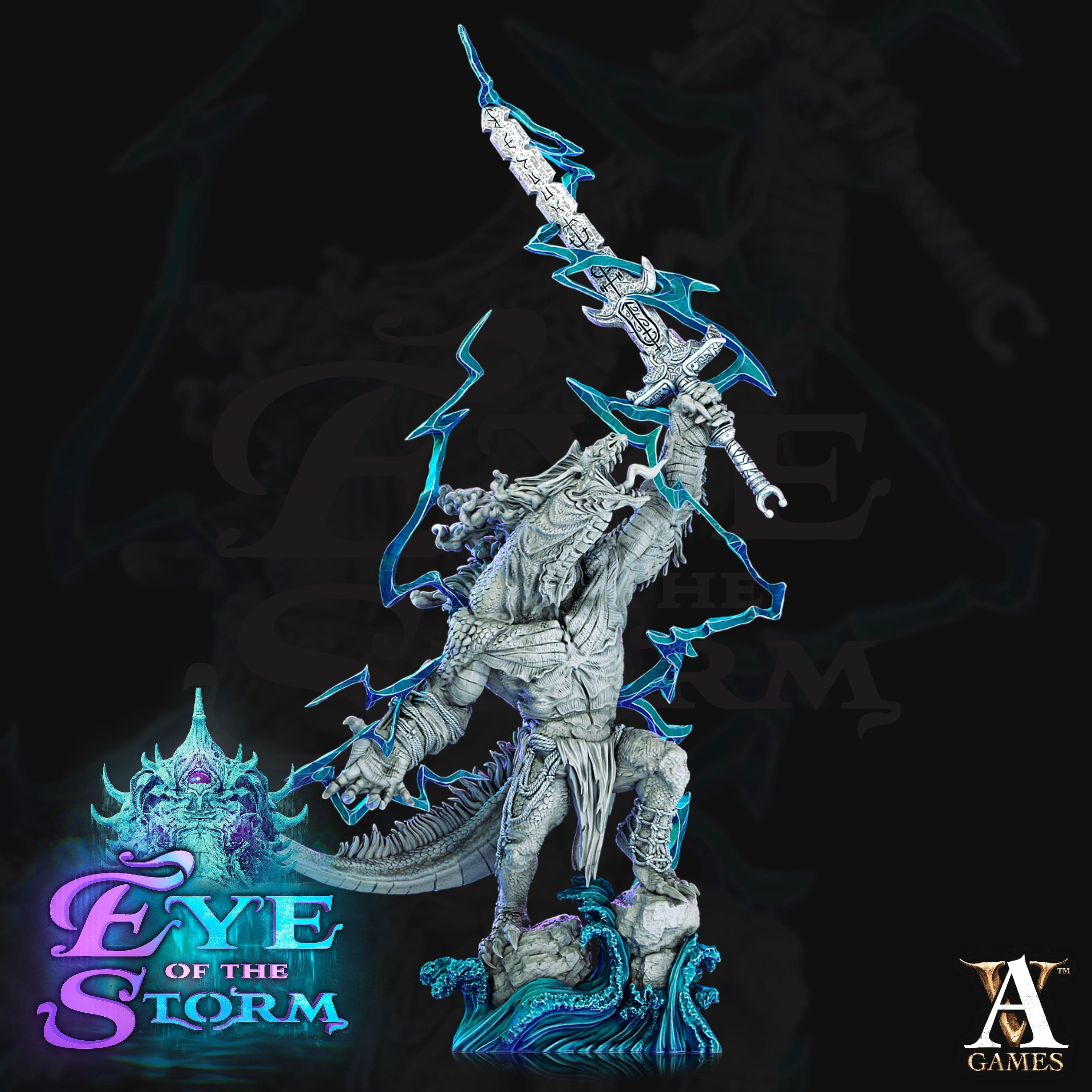 3D Printed Archvillain Games Eye of the Storm Zulkas - Storm Troll Boatboss 28 32mm D&D