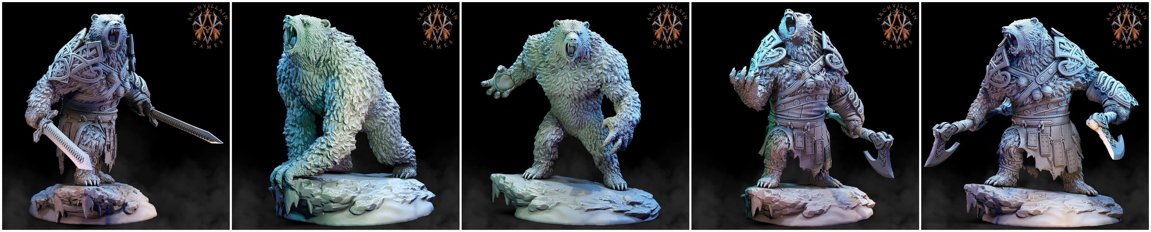 3D Printed Archvillain Games Frostburn Horrors - Bear Vanguard 28mm 32mm D&D