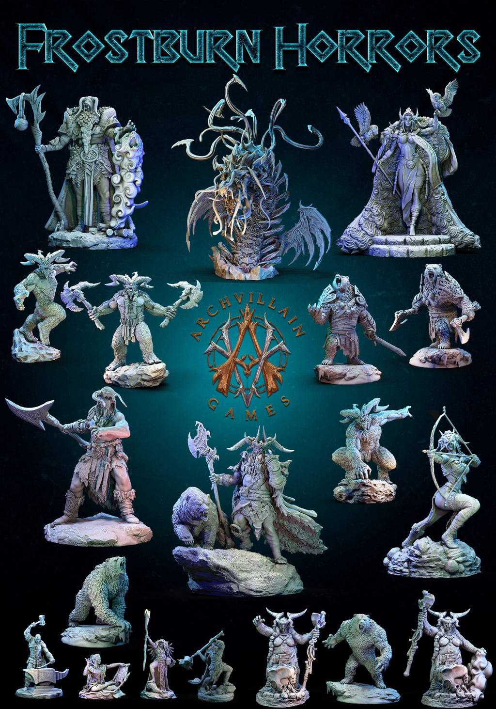 3D Printed Archvillain Games Frostburn Horrors - Frost Giant Jarl 28mm 32mm D&D