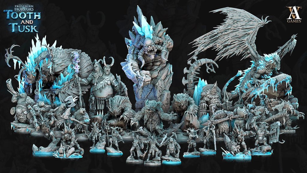 3D Printed Archvillain Games Frostburn Horrors Tooth and Tusk - Ice Troll Bust 28mm 32mm D&D