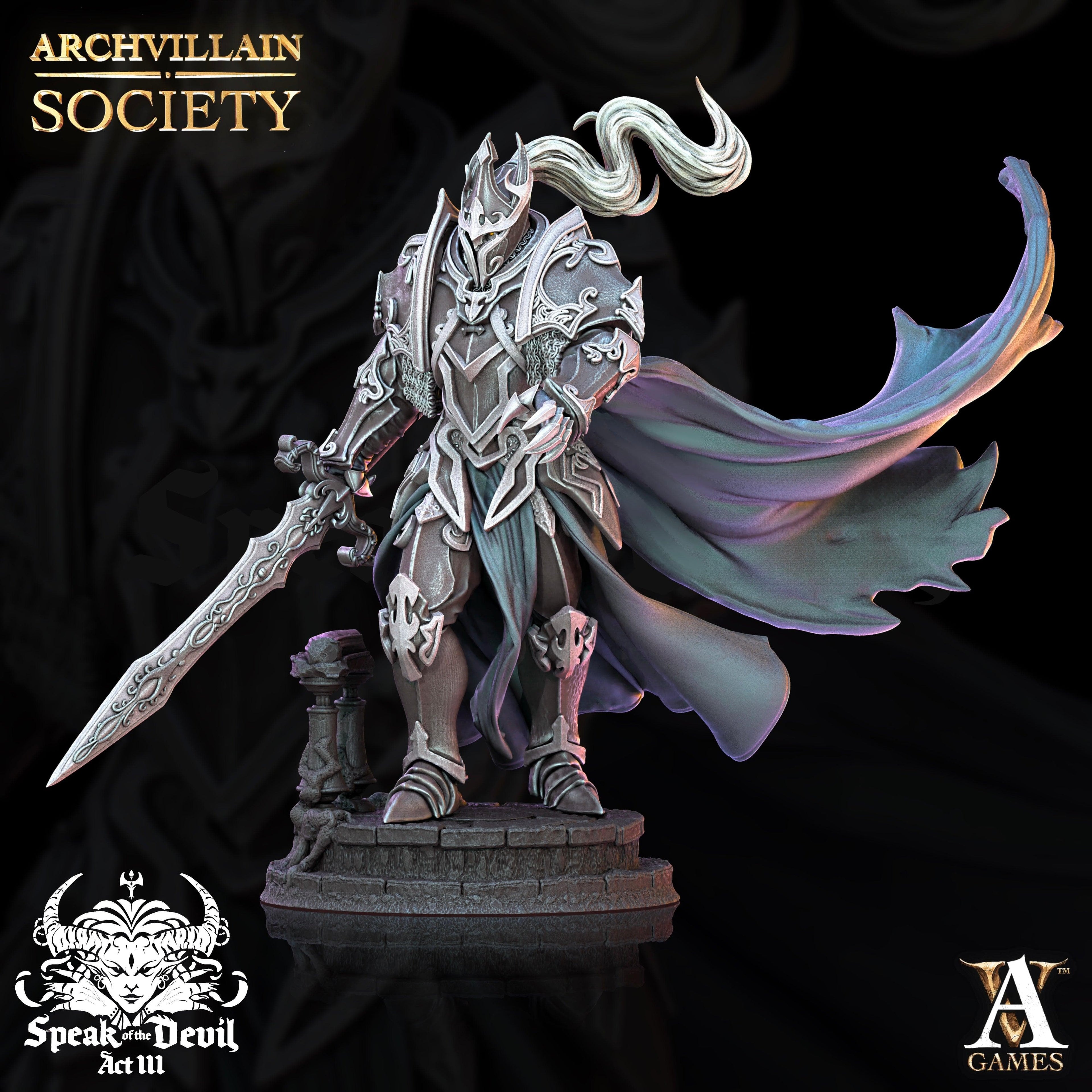 3D Printed Archvillain Games Gawain Steelwind - The Lost Archvillain Society Vol. XXV 28 32mm D&D