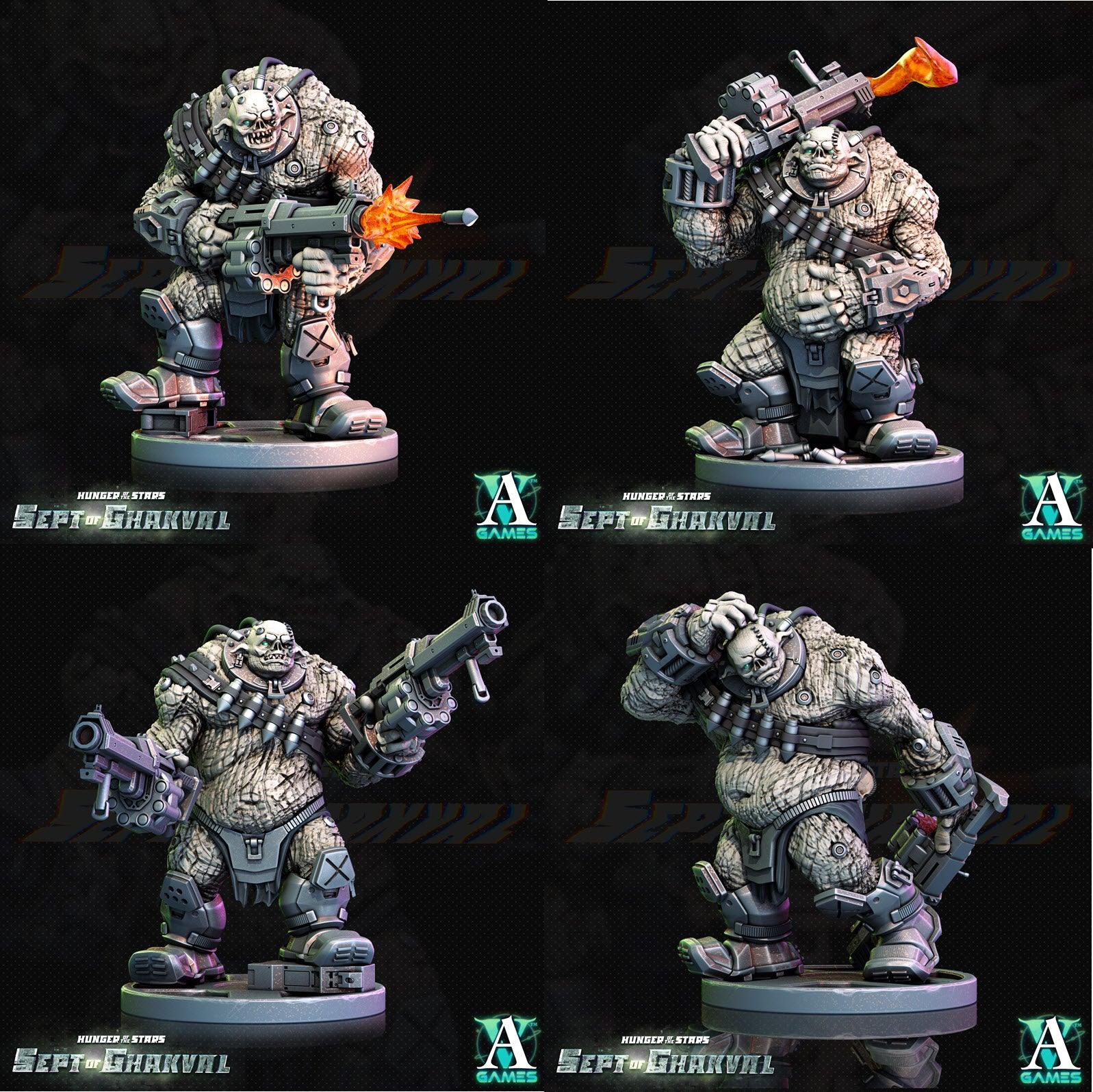 3D Printed Archvillain Games Ghakval Ghu Grunts Hunger of the Stars 28 32mm D&D